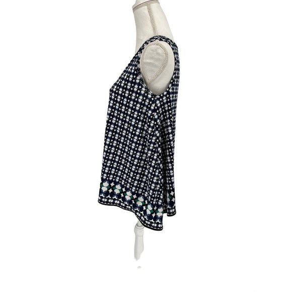 Max Studio sleeveless asymmetrical top small blue geo - Picture 5 of 10